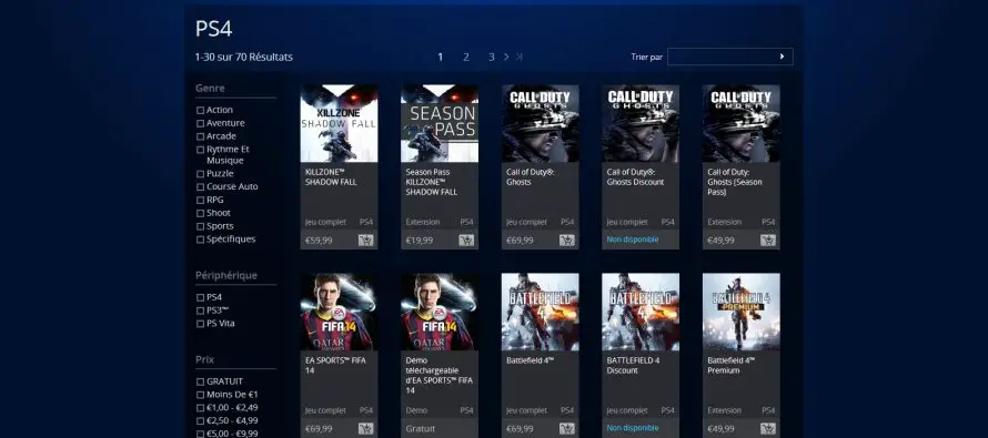 Les jeux PS4 à présent disponibles sur le PlayStation Store