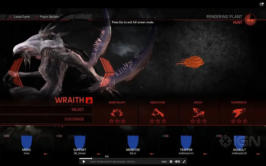 Evolve : le troisième monstre (Wraith) en vidéo
