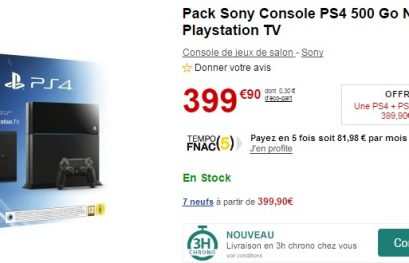 Bon plan : Un pack PS4 + PS TV + 1 jeu pour moins de 400€
