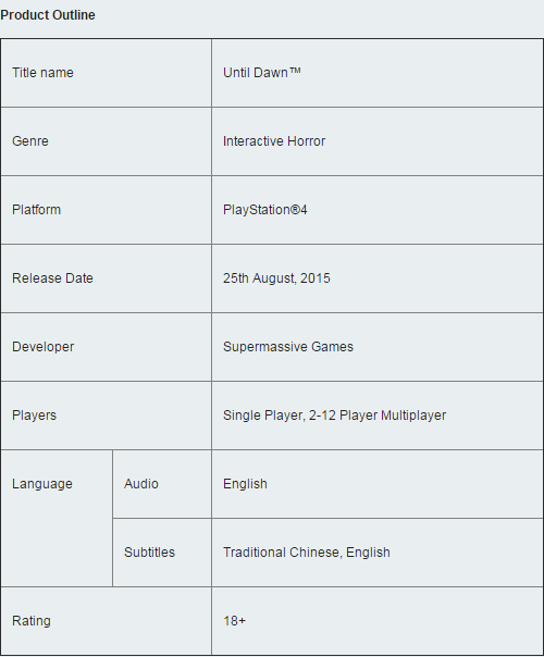 Until Dawn press release multi-player