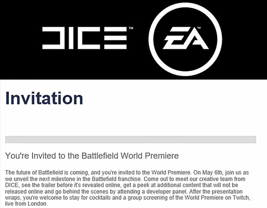 invitation world premiere Battlefield 5