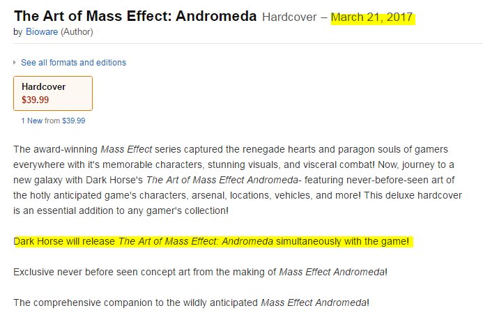 Mass Effect Andromeda date de sortie fuite artbook