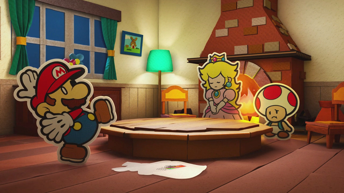 Mario Peach et Toad autour d'une table