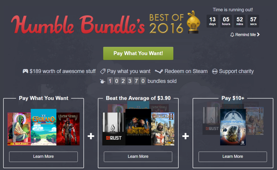 Le Humble Bundle Best Of 2016 est disponible