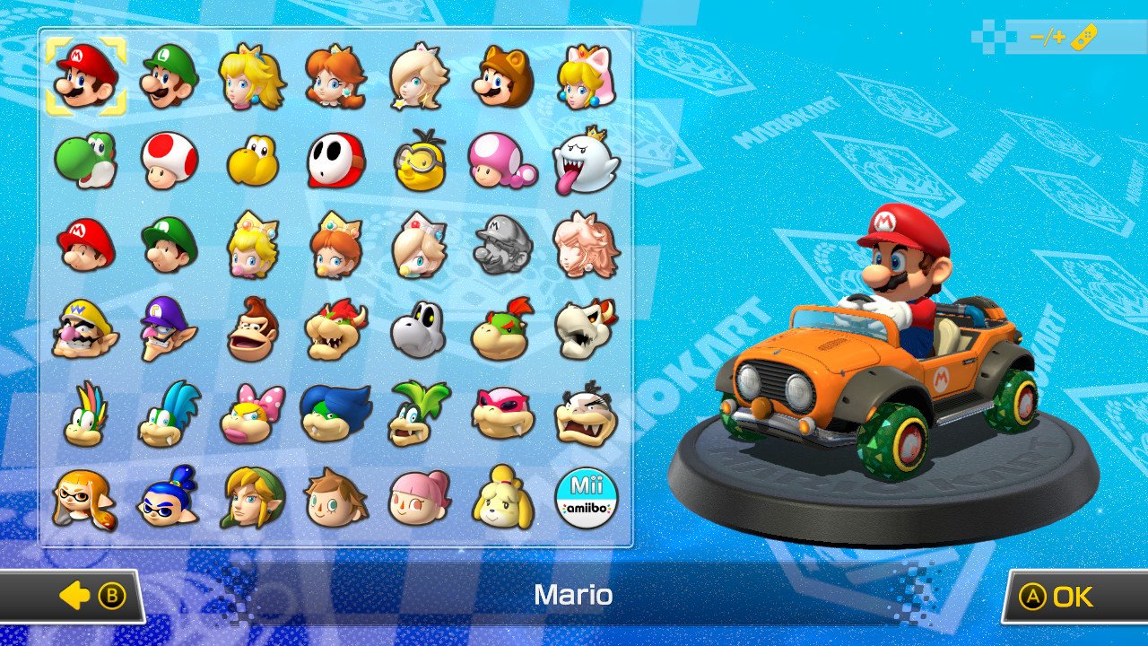 Mario Kart 8 deluxe personnages