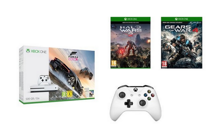 Bon Plan | Console Xbox One S + Forza Horizon 3 + Halo Wars 2 + Gears of War 4 + 2ème manette à 250€