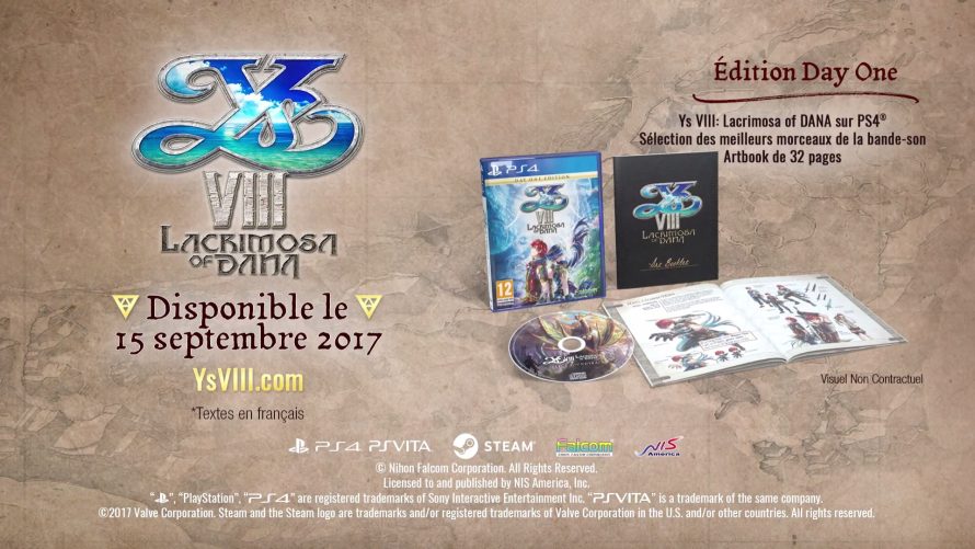 Nouveau trailer et édition Day One pour Ys VIII: Lacrimosa of Dana