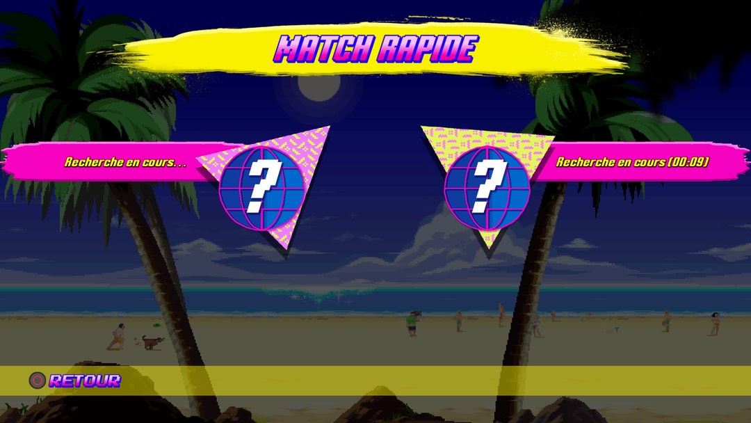 Une interface épurée pour le multi joueur de Windjammers. L'expérience doit s'améliorer dans les prochaines versions