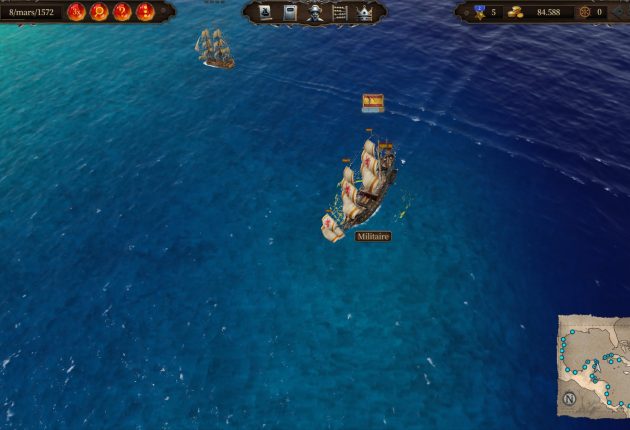 Deux types de navires, transport et militaire, de plus il est possible de les regrouper pour protéger ces premiers des pirates.