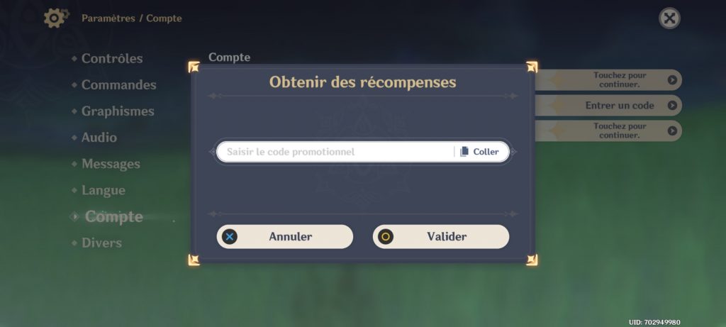 Genshin Impact how to redeem code 3