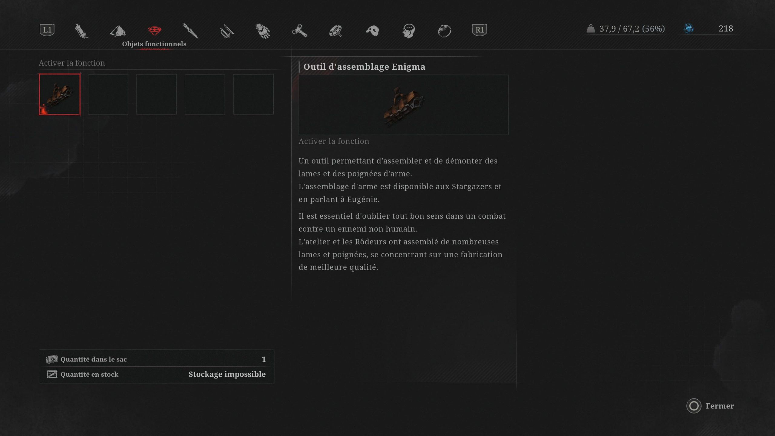 L'objet permettant l'assemblage d'arme