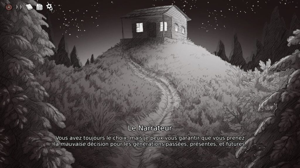 Présentation de la cabane dans le jeu Slay The Princess - The Pristine Cut
