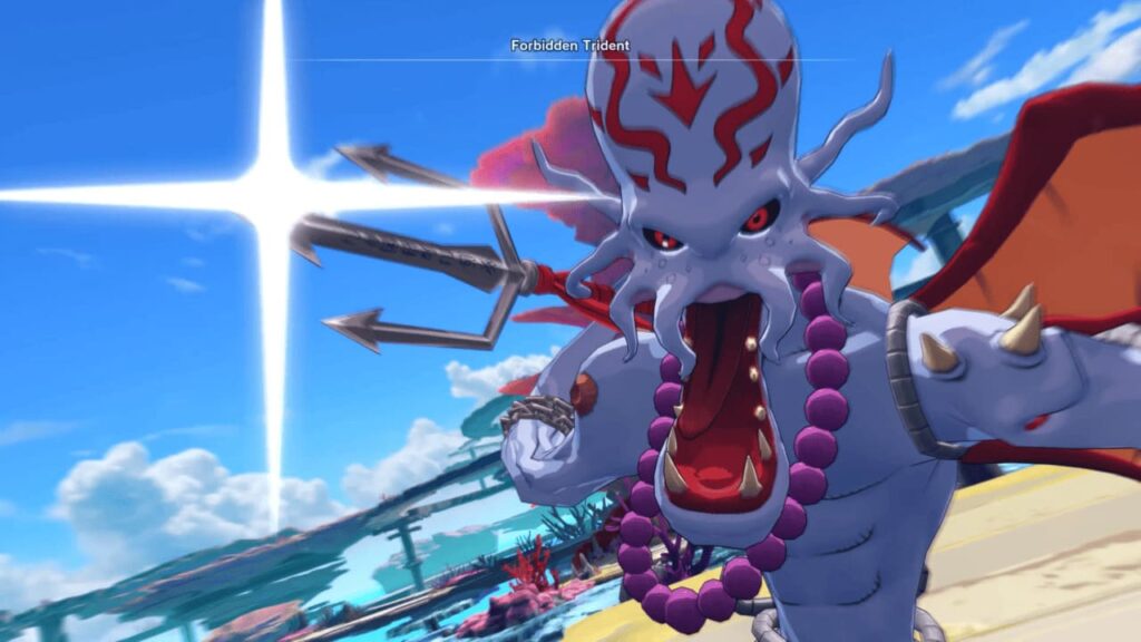 Dragomon dans Digimon Story Time Stranger effectuant son attaque signature