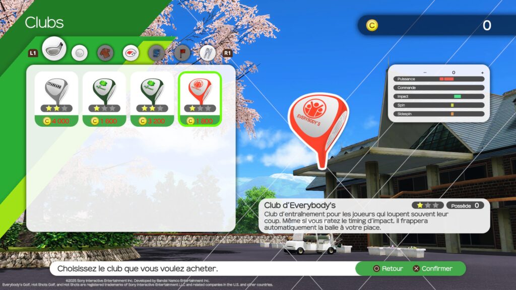 Everybody's Golf Hot Shots - Choix du club