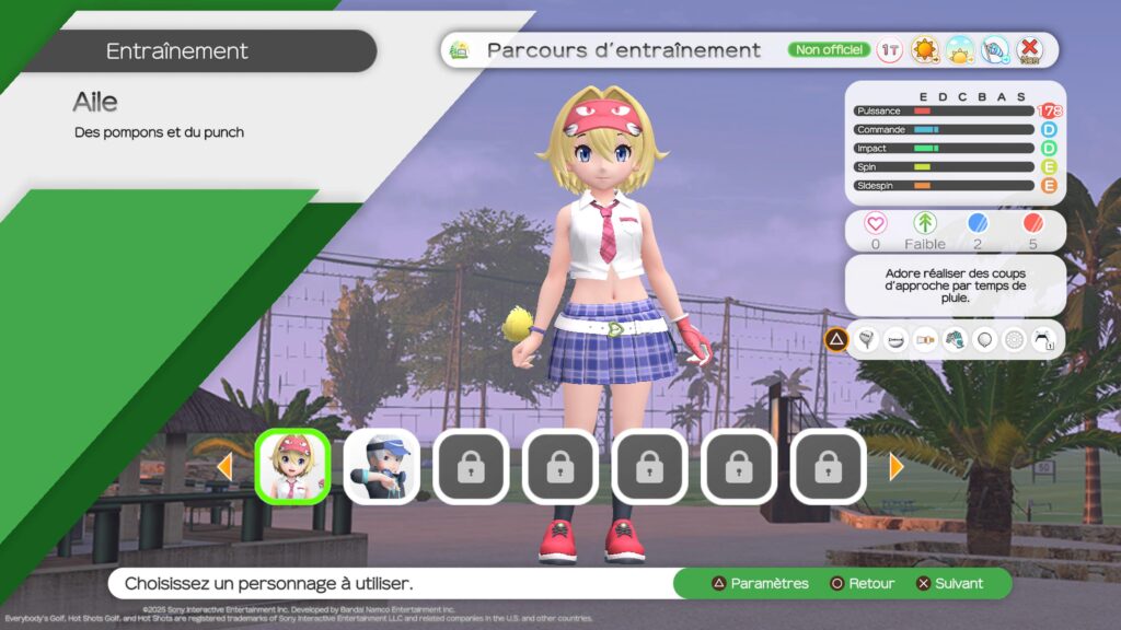Everybody's Golf Hot Shots - Écran des personnages