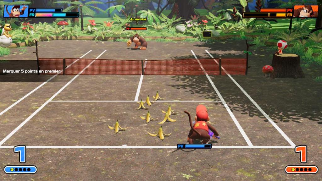 Mario Tennis Fever TEST - Bananes à terre