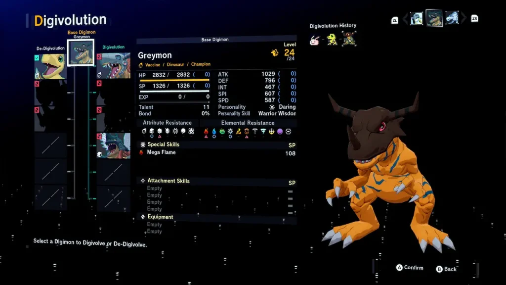 Digimon Story Time Stranger - Menu des paramètres de Digimon