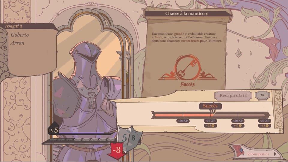Sovereign Tower - Menu des résultats de missions