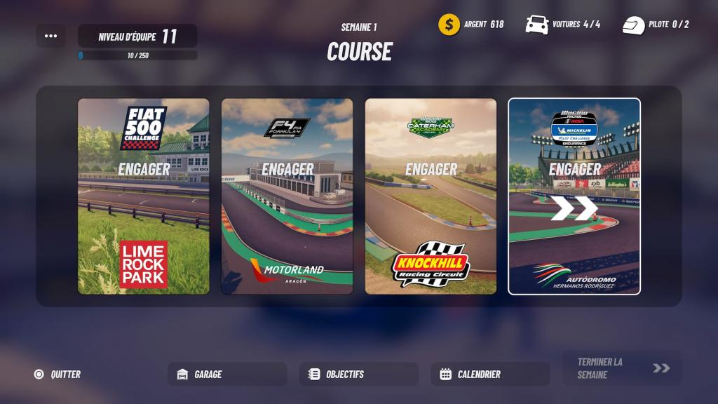 TEST iRacing Arcade - Calendrier des courses